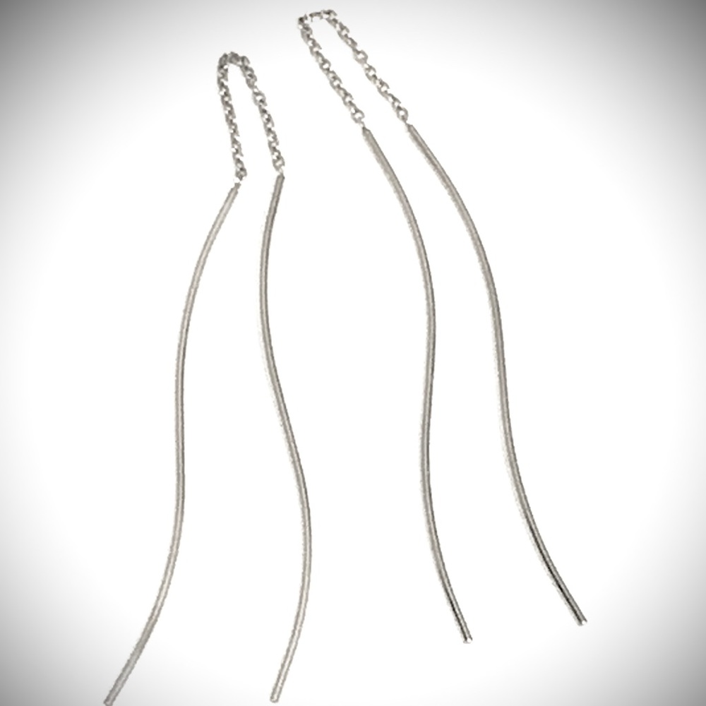 Silver threader earrings - Picture 2 of 3